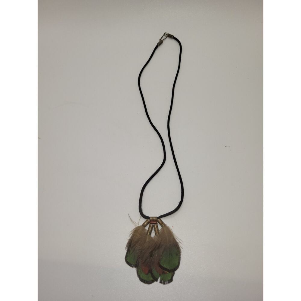 Vintage Feather Pendant with Cord
